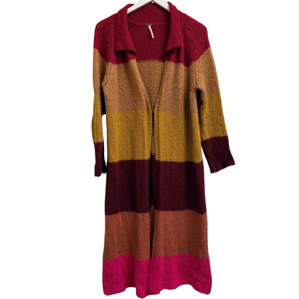 Free People Over the Rainbow Mohair Blend Maxi Cardigan Small Duster Sweater‎